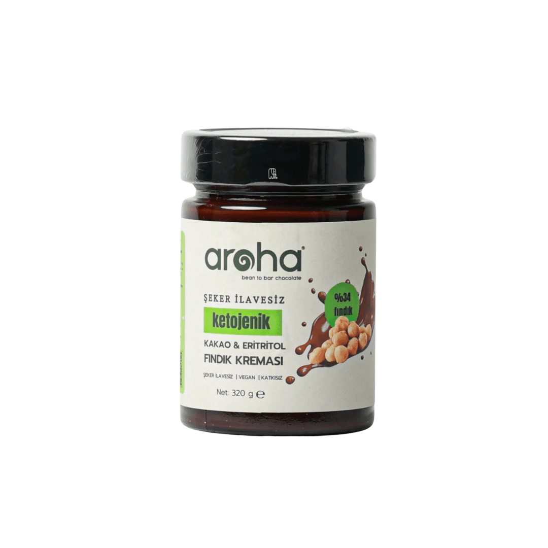 AROHA Şekersiz, Kakaolu & Eritritollü, Ketojenik Fındık Kreması 320g