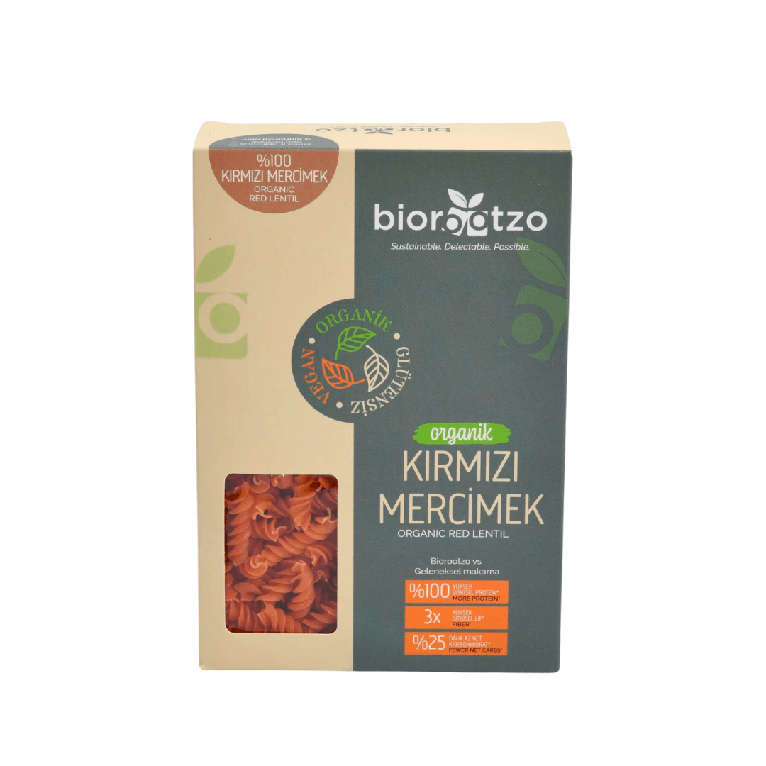 BİOROOTZO Kırmızı Mercimek Fusilli Burgu Makarna 200g