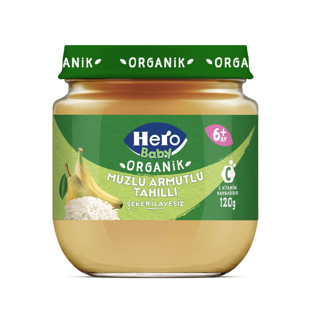 HERO Baby Organik Muzlu Armutlu Tahıllı Kavanoz Maması 120g
