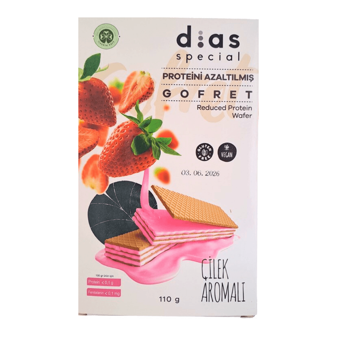 DİAS SPECİAL Düşük Proteinli Çilekli Gofret 110g