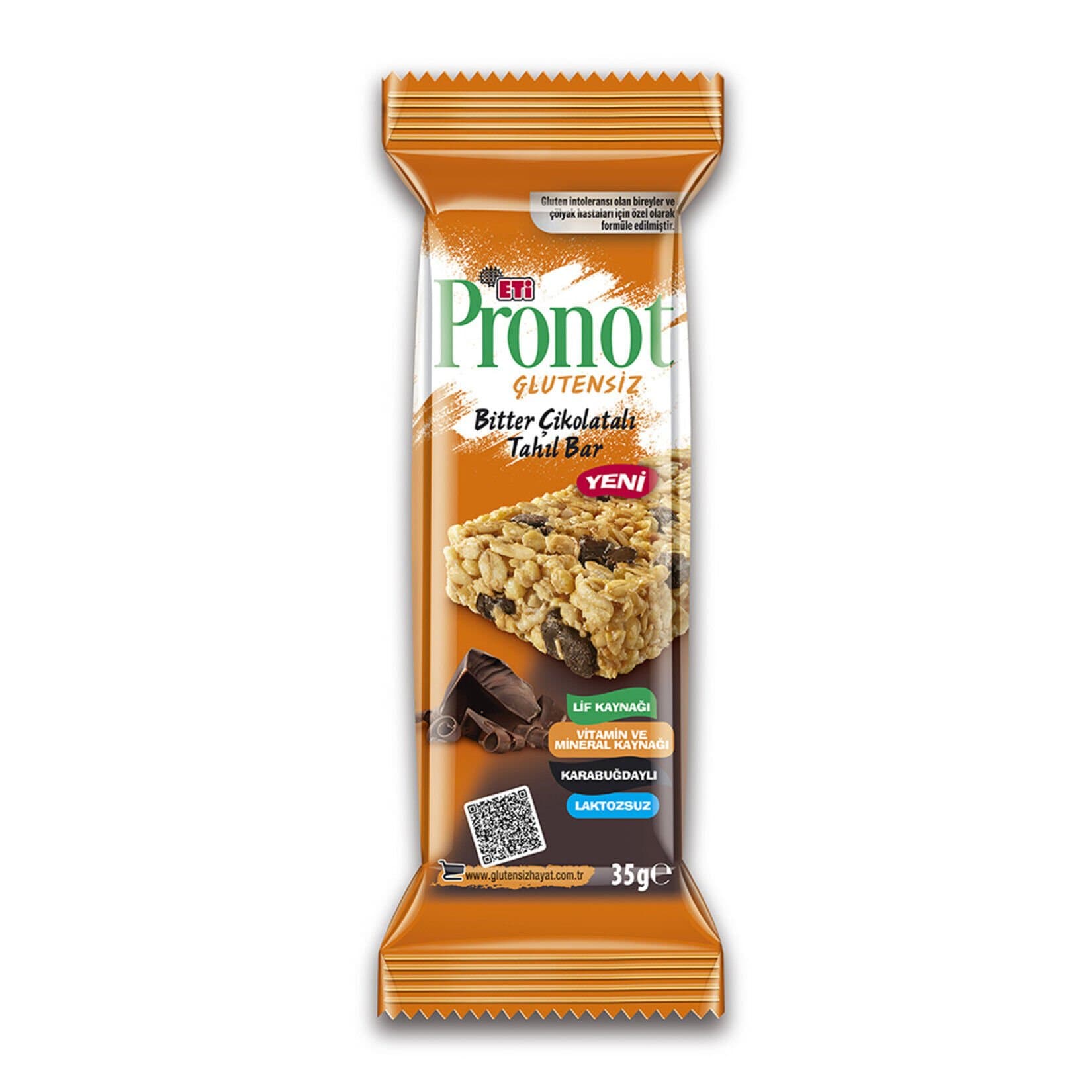 Pronot Glutensiz Bitter Çikolatalı Tahıllı Bar 35G