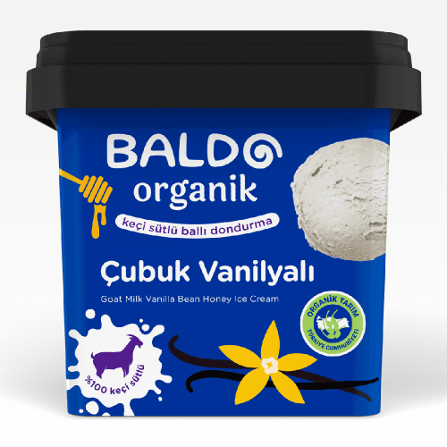 Organik Keçi Çubuk Vanilyalı Dondurma (400 gr) Baldo