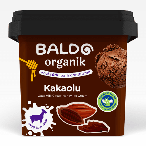 Organik Keçi Kakaolu Dondurma (400 gr) Baldo