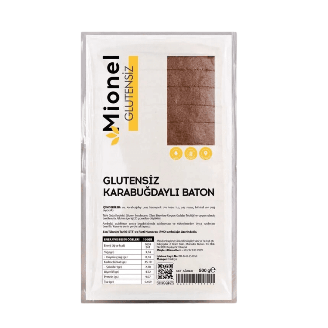 MİONEL Glutensiz Karabuğdaylı Baton Ekmek 500g