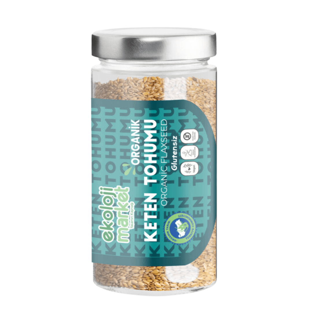 EKOLOJİ MARKET Glutensiz Organik Keten Tohumu Kavanoz 300g